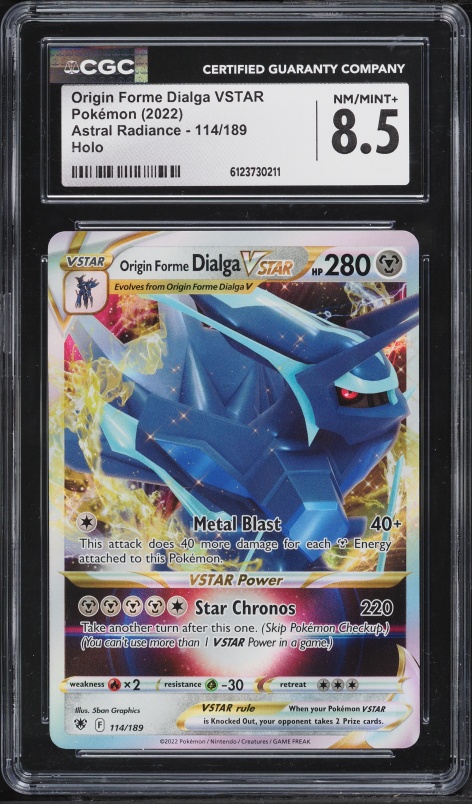 2022 Pokemon Sword & Shield Astral Radiance Holo Origin Forme Dialga VSTAR #114 CGC 8.5 NM-MT+