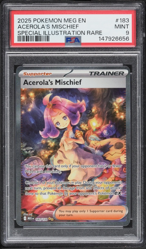 2025 Pokemon Mega Evolution SIR Acerola's Mischief #183 PSA 9 MINT