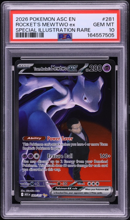 2026 Pokemon Mega Evolution Ascended Heroes SIR Team Rocket's Mewtwo ex #281 PSA 10 GEM MINT