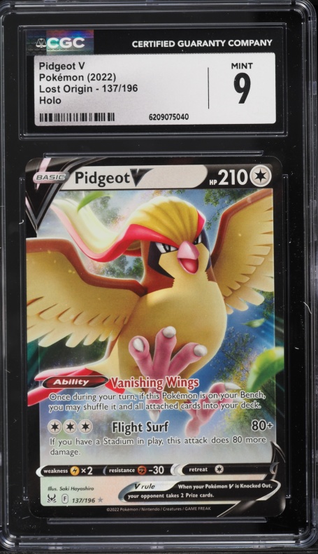 2022 Pokemon Sword & Shield Lost Origin Holo Pidgeot V #137 CGC 9 MINT
