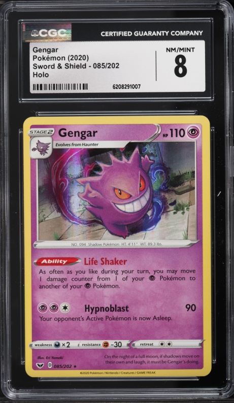 2020 Pokemon Sword & Shield Holo Gengar #85 CGC 8 NM-MT