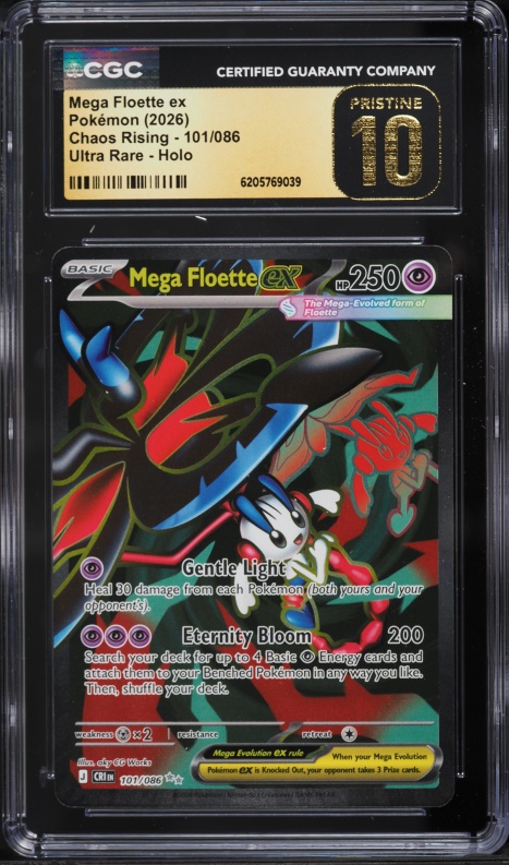 2026 Pokemon Mega Evolution Chaos Rising Full Art Mega Floette EX #101 CGC 10 PRISTINE
