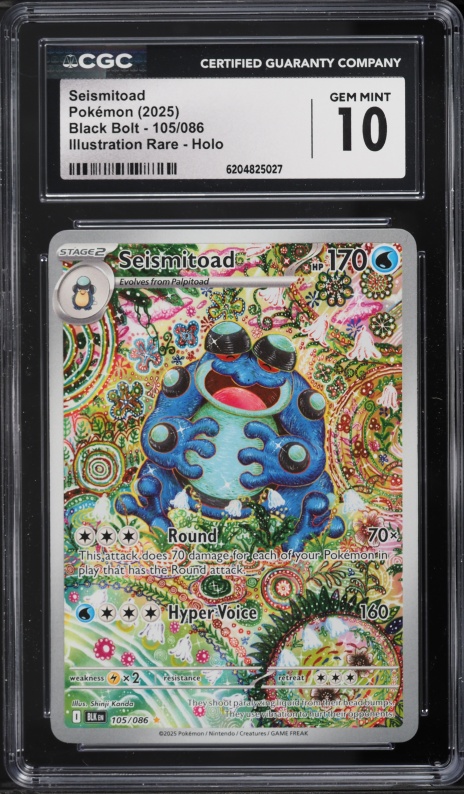 2025 Pokemon Scarlet & Violet Black Bolt IR Seismitoad #105 CGC 10 GEM MINT