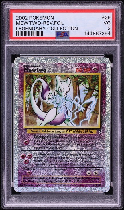 2002 Pokemon Legendary Collection Reverse Holo Mewtwo #29 PSA 9