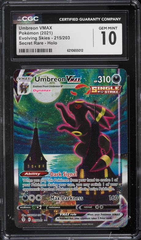 2021 Pokemon Sword & Shield Evolving Skies Full Art Umbreon VMAX #215 CGC 10 GEM MINT