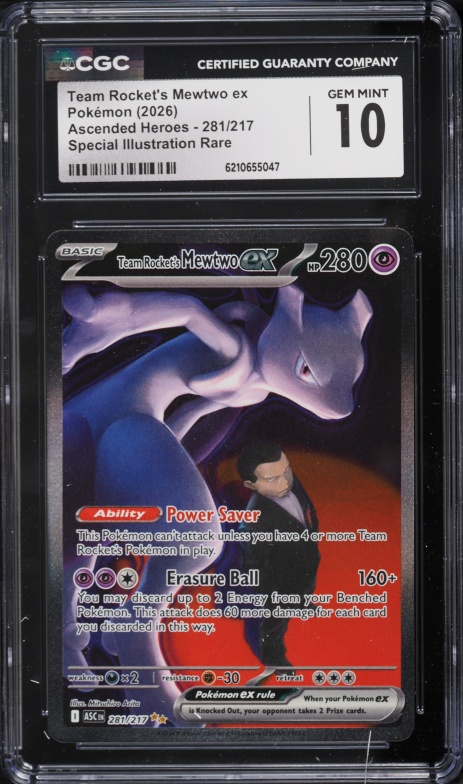 2026 Pokemon Mega Evolution Ascended Heroes SIR Team Rocket's Mewtwo Ex #281 CGC 10 GEM MINT