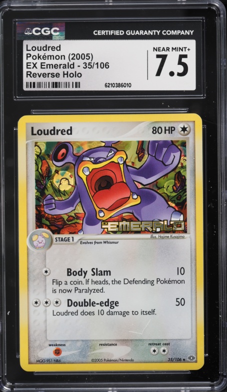 2005 Pokemon EX Emerald Reverse Holo Loudred #35 CGC 7.5 NRMT+