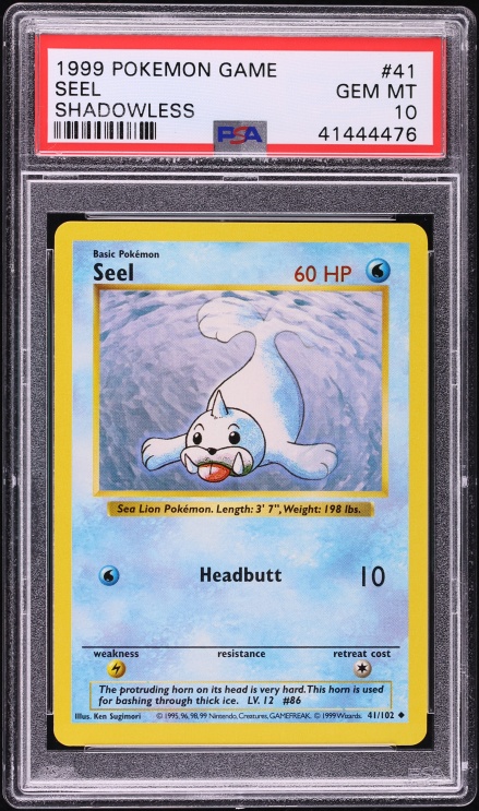 1999 Pokemon Base Set Shadowless Seel #41 PSA 10 GEM MINT