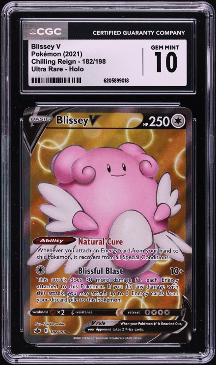 2021 Pokemon Sword & Shield Chilling Reign Full Art Blissey V #182 CGC 10 GEM MINT