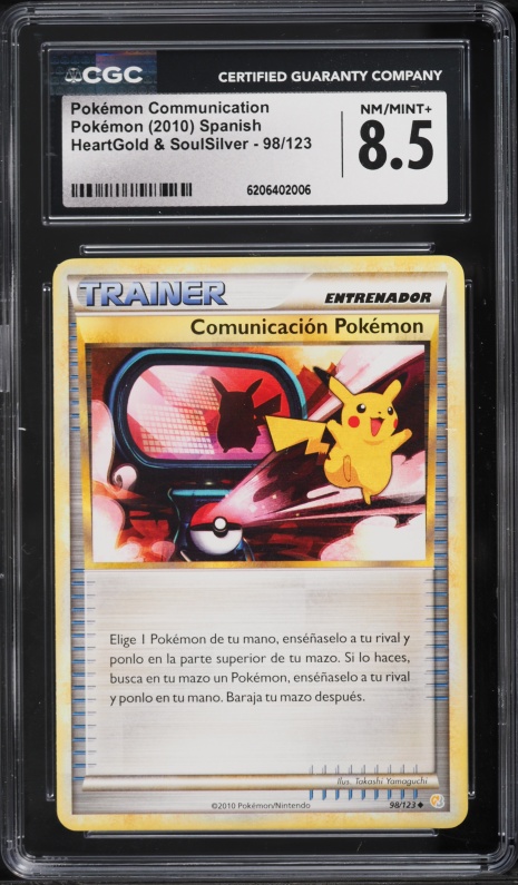2010 Pokemon Spanish HeartGold & SoulSilver Pokemon Communication #98 CGC 8.5 NM-MT+
