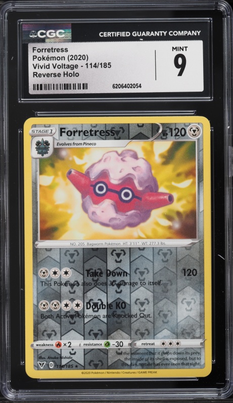 2020 Pokemon Sword & Shield Vivid Voltage Reverse Holo Forretress #114 CGC 9 MINT