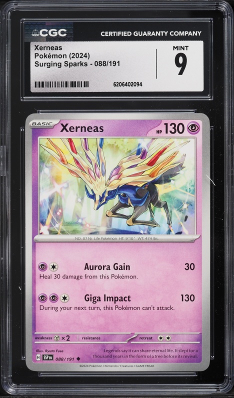 2024 Pokemon Scarlet & Violet Surging Sparks Xerneas #88 CGC 9 MINT