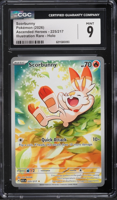 2026 Pokemon Mega Evolution Ascended Heroes IR Scorbunny #225 CGC 9 MINT