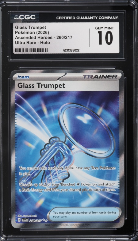 2026 Pokemon Mega Ascended Heroes Full Art Glass Trumpet #260 CGC 10 GEM MINT
