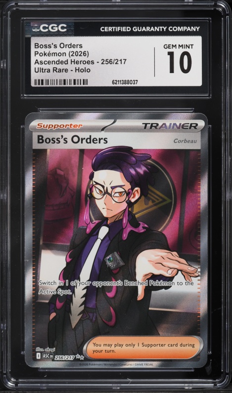 2026 Pokemon Mega Evolution Ascended Heroes Full Art Boss's Orders Corbeau #256 CGC 10 GEM MINT