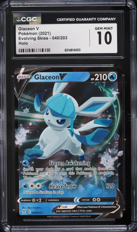 2021 Pokemon Sword & Shield Evolving Skies Holo Glaceon V #40 CGC 10 GEM MINT