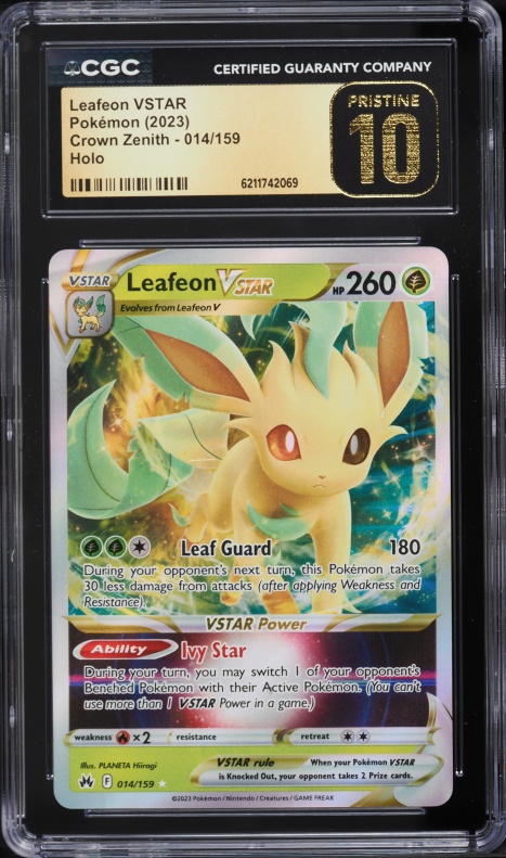 2023 Pokemon Sword & Shield Crown Zenith Holo Leafeon VSTAR #14 CGC 10 PRISTINE