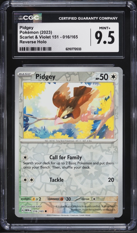 2023 Pokemon Scarlet & Violet 151 Reverse Holo Pidgey #16 CGC 9.5 MINT+