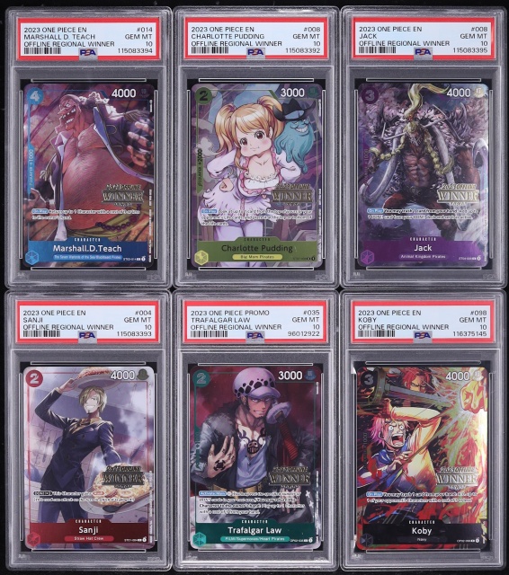 Lot(6) 2023 One Piece Offline Regional Winner Jack Sanji Trafalgar Koby Complete Set PSA 10 ALL