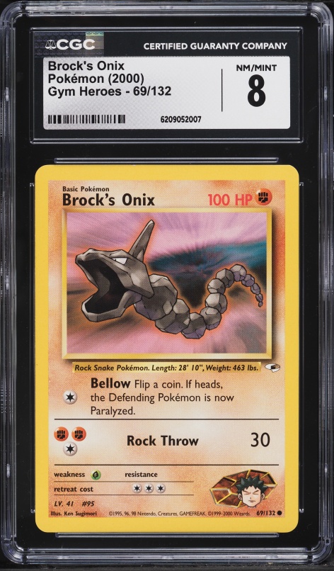 2000 Pokemon Gym Heroes Brock's Onix #69 CGC 8 NM-MT