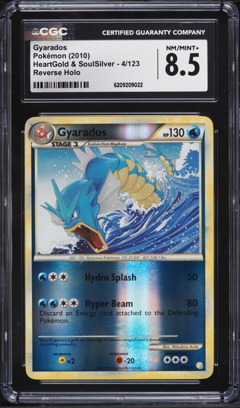 2010 Pokemon HeartGold & SoulSilver Reverse Holo Gyarados #4 CGC 8.5 NM-MT+
