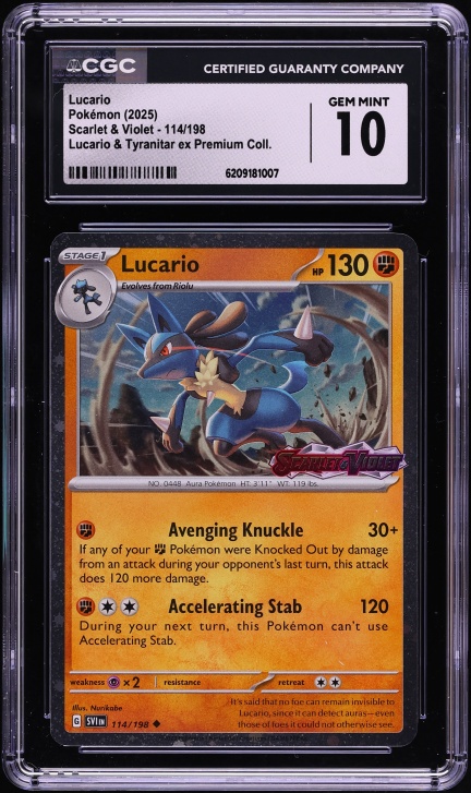 2025 Pokemon Scarlet & Violet Premium Collection Lucario #114 CGC 10 GEM MINT