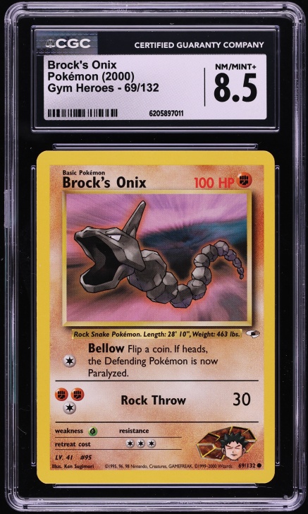 2000 Pokemon Gym Heroes Brock's Onix #69 CGC 8.5 NM-MT+