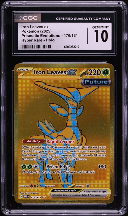 2025 Pokemon SV Prismatic Evolutions Gold Rare Iron Leaves Ex #176 CGC 10 GEM MINT