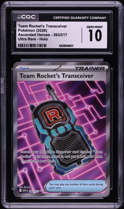 2026 Pokemon Mega Evolution Ascended Heroes Full Art Team Rocket's Transceiver #263 CGC 10 GEM