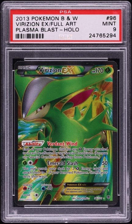 2013 Pokemon Black & White Plasma Blast Full Art Virizion EX #96 PSA 9 MINT