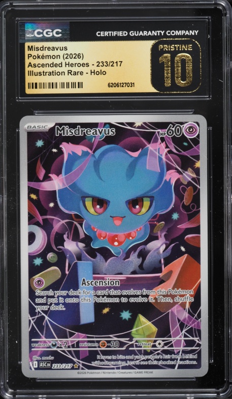 2026 Pokemon Mega Evolution Ascended Heroes IR Misdreavus #233 CGC 10 PRISTINE