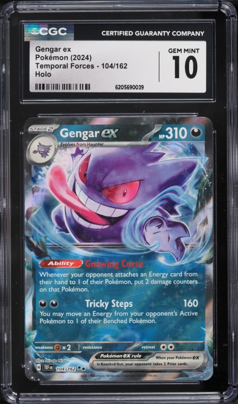 2024 Pokemon Scarlet & Violet Temporal Forces Holo Gengar Ex #104 CGC 10 GEM MINT