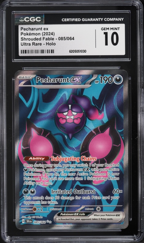 2024 Pokemon Scarlet & Violet Shrouded Fable Full Art Pecharunt Ex #85 CGC 10 GEM MINT