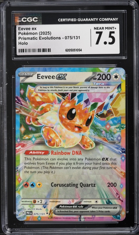 2025 Pokemon Scarlet & Violet Prismatic Evolutions Holo Eevee Ex #75 CGC 7.5 NRMT+
