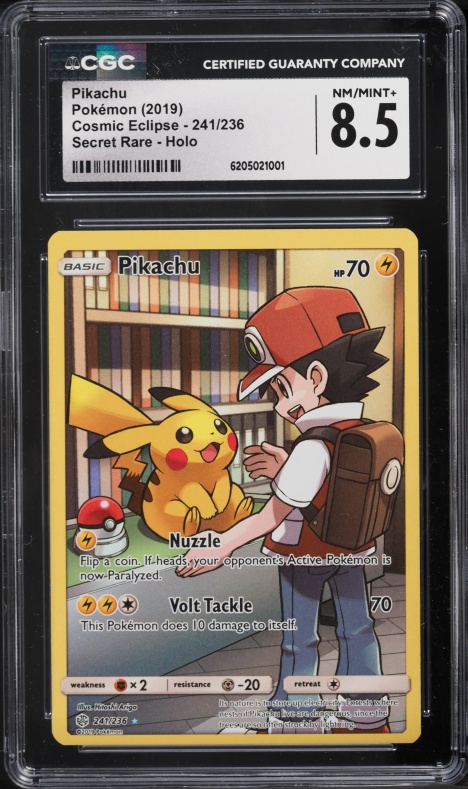 2019 Pokemon Sun & Moon Cosmic Eclipse CHR Pikachu #241 CGC 8.5 NM-MT+