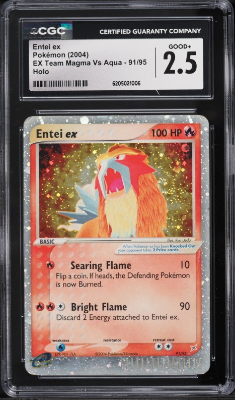2004 Pokemon EX Team Magma Vs Team Aqua Holo Entei ex #91 CGC 2.5 GD+