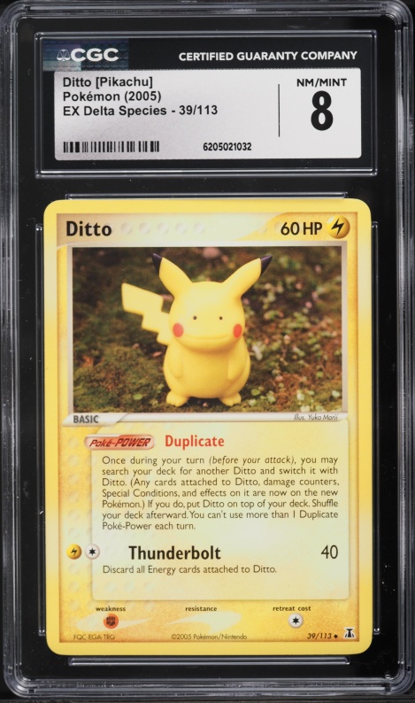 2005 Pokemon EX Delta Species Ditto Pikachu #39 CGC 8 NM-MT