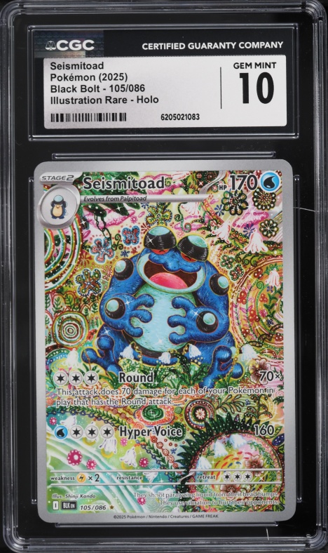 2025 Pokemon Scarlet & Violet Black Bolt IR Seismitoad #105 CGC 10 GEM MINT