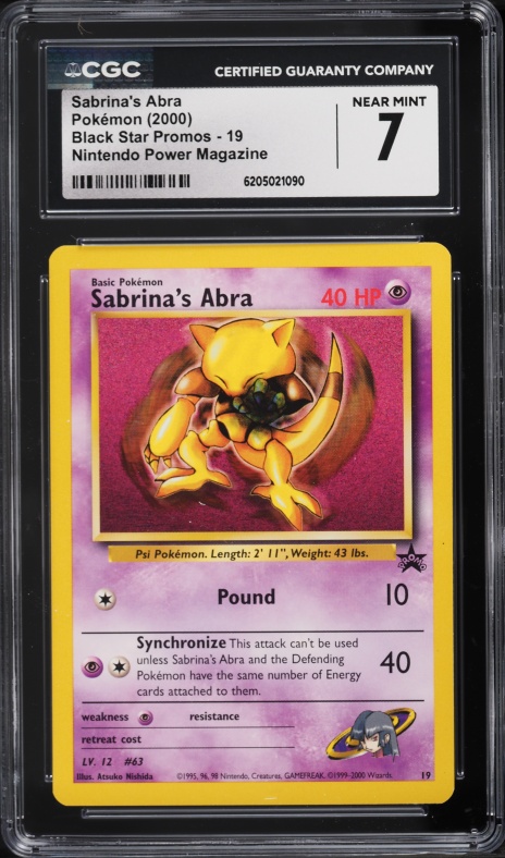 2000 Pokemon Black Star Promo Nintendo Power Magazine Sabrina's Abra #19 CGC 7 NRMT