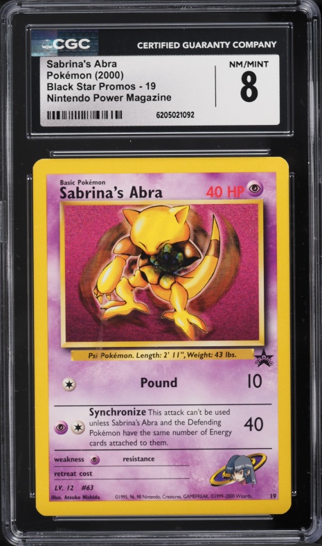 2000 Pokemon Black Star Promo Nintendo Power Magazine Sabrina's Abra #19 CGC 8 NM-MT