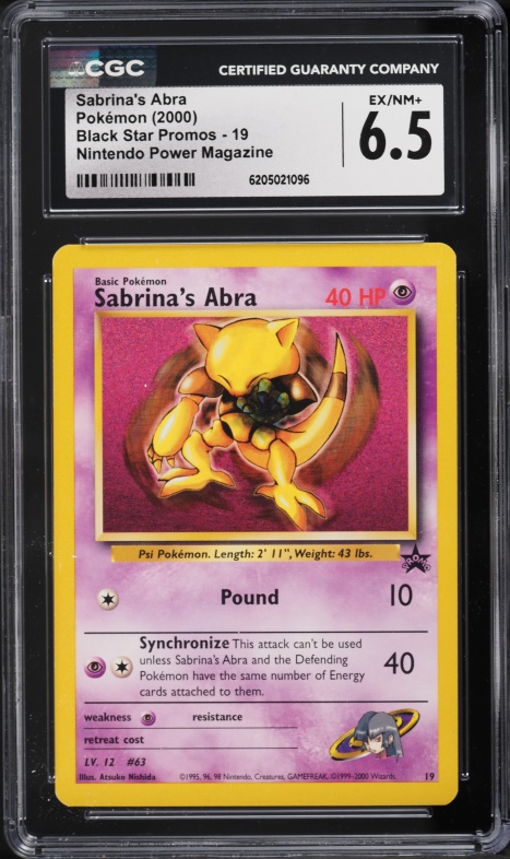 2000 Pokemon Black Star Promo Nintendo Power Magazine Sabrina's Abra #19 CGC 6.5 EXMT+