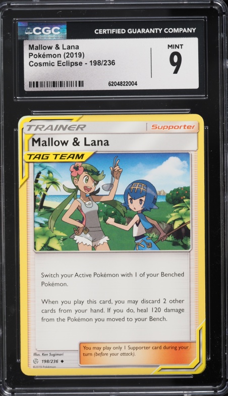 2019 Pokemon Sun & Moon Cosmic Eclipse Mallow & Lana #198 CGC 9 MINT