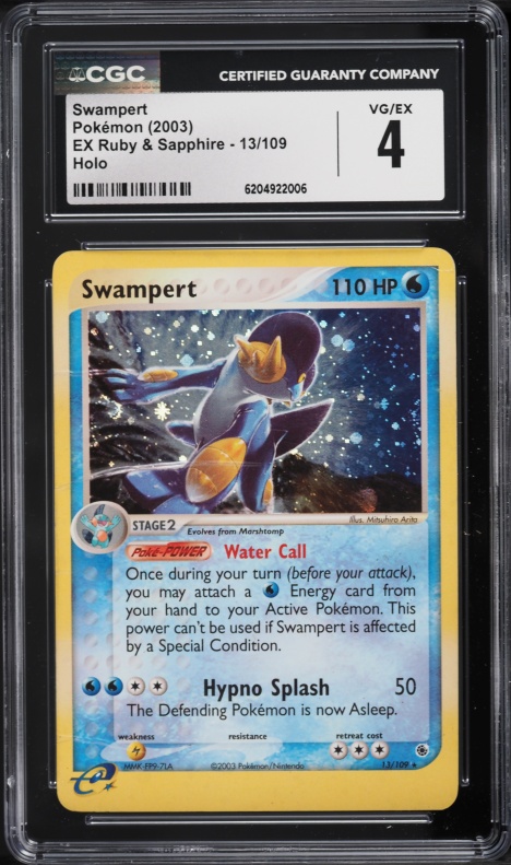 2003 Pokemon EX Ruby & Sapphire Holo Swampert #13 CGC 4 VGEX