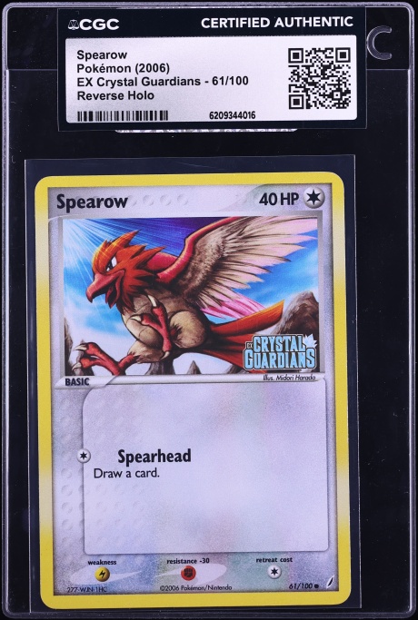 2006 Pokemon EX Crystal Guardians Reverse Holo Spearow #61 CGC AUTH