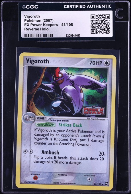 2007 Pokemon EX Power Keepers Reverse Holo Vigoroth #41 CGC AUTH