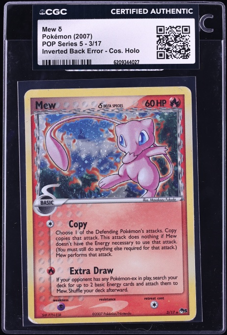2007 Pokemon POP Series 5 Inverted Back Error Cosmos Holo Mew #3 CGC AUTH