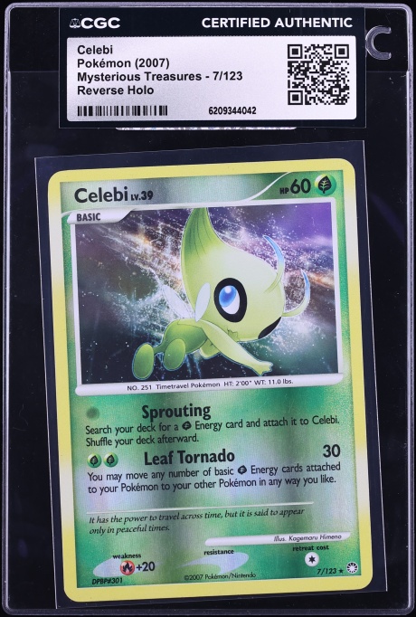 2007 Pokemon Diamond & Pearl Mysterious Treasures Reverse Holo Celebi #7 CGC AUTH