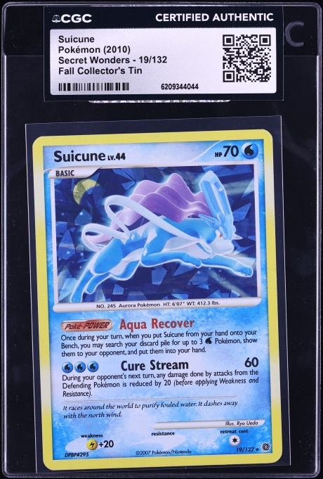 2010 Pokemon Diamond & Pearl Secret Wonders Fall Collector's Tin Suicune #19 CGC AUTH