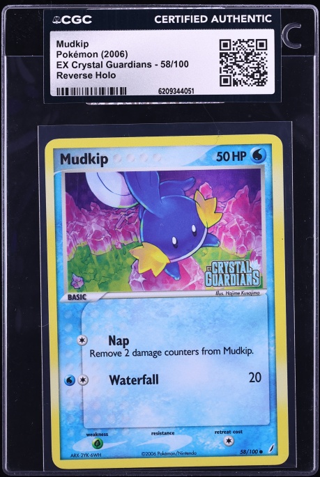 2006 Pokemon EX Crystal Guardians Reverse Holo Mudkip #58 CGC AUTH