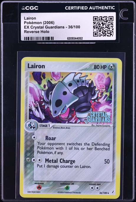 2006 Pokemon EX Crystal Guardians Reverse Holo Lairon #36 CGC AUTH